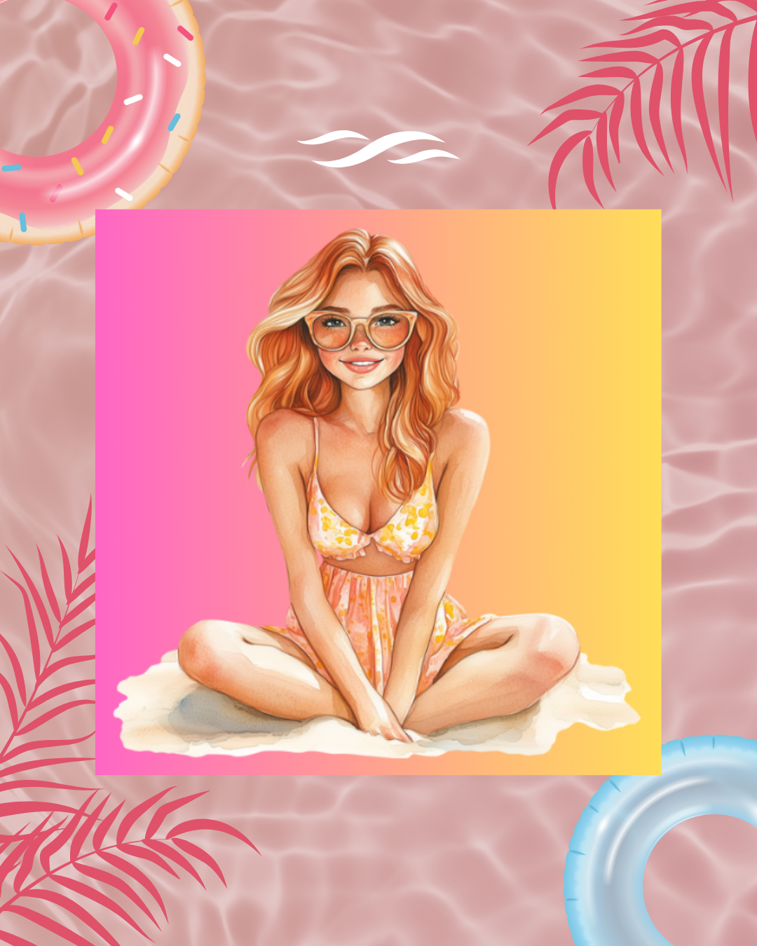 Summer On The Beach Girl Die Cut Sticker