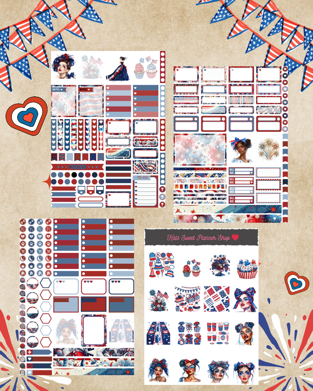Memorial Day/4th of July Vertical Sticker Kit