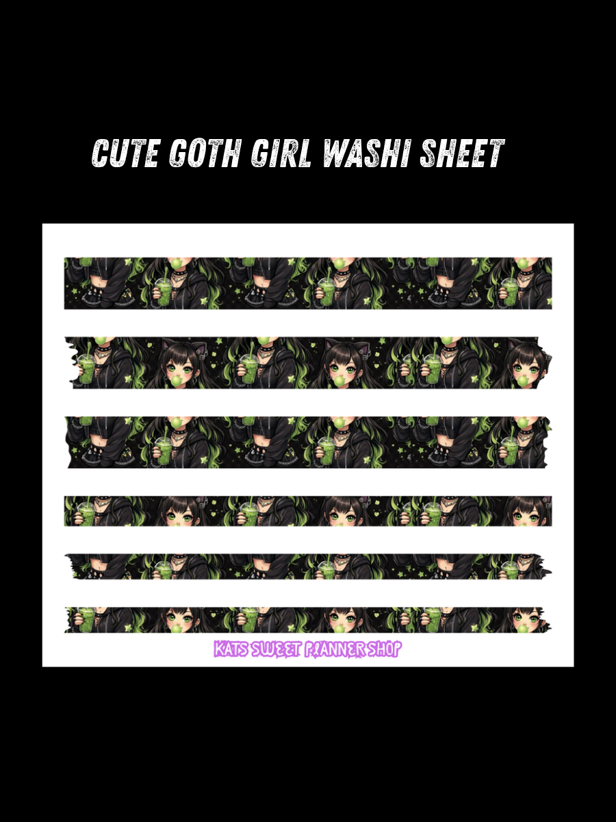 Cute Goth Girl Washi Set