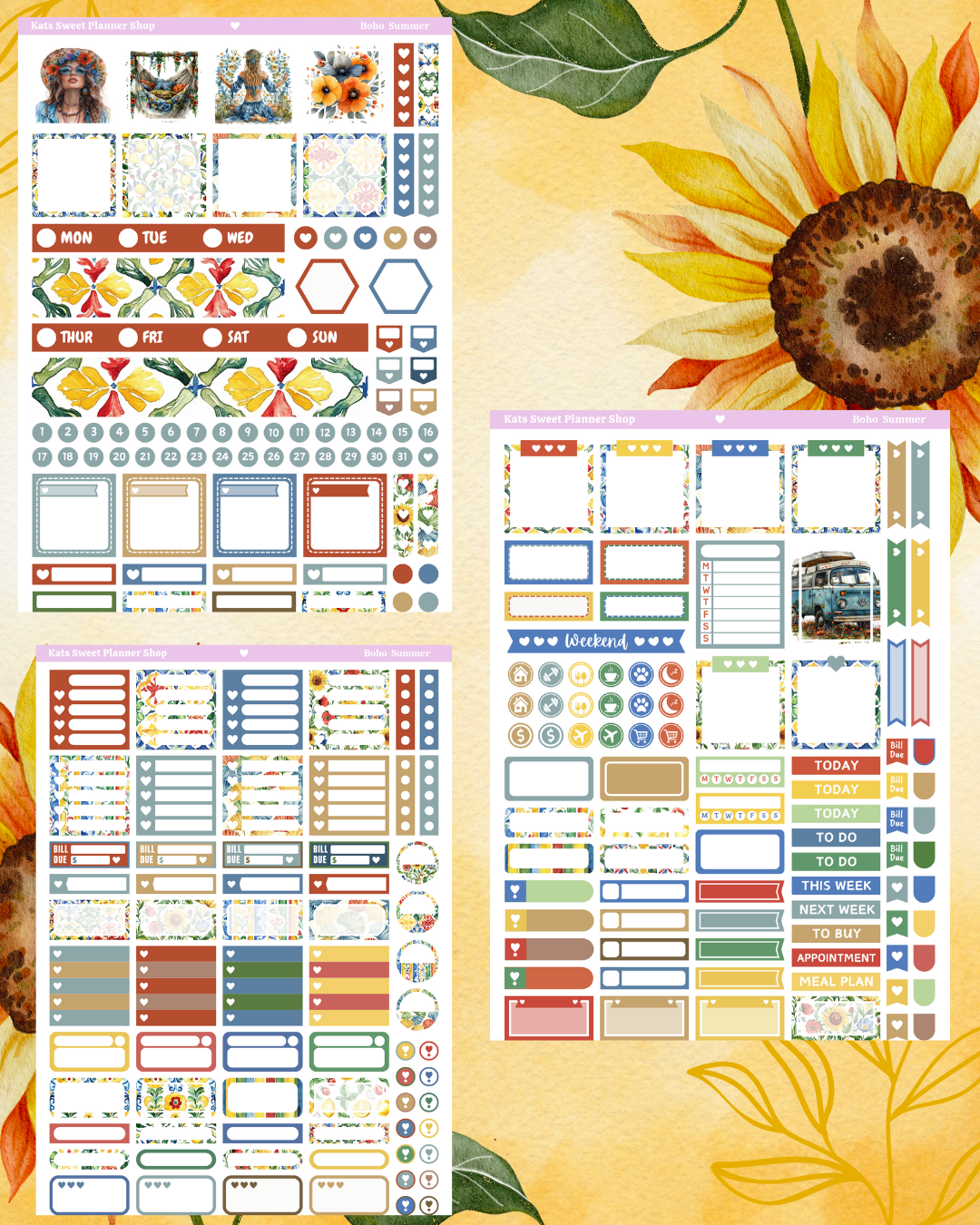 Boho Summer Hobo Cousin Sticker Kit