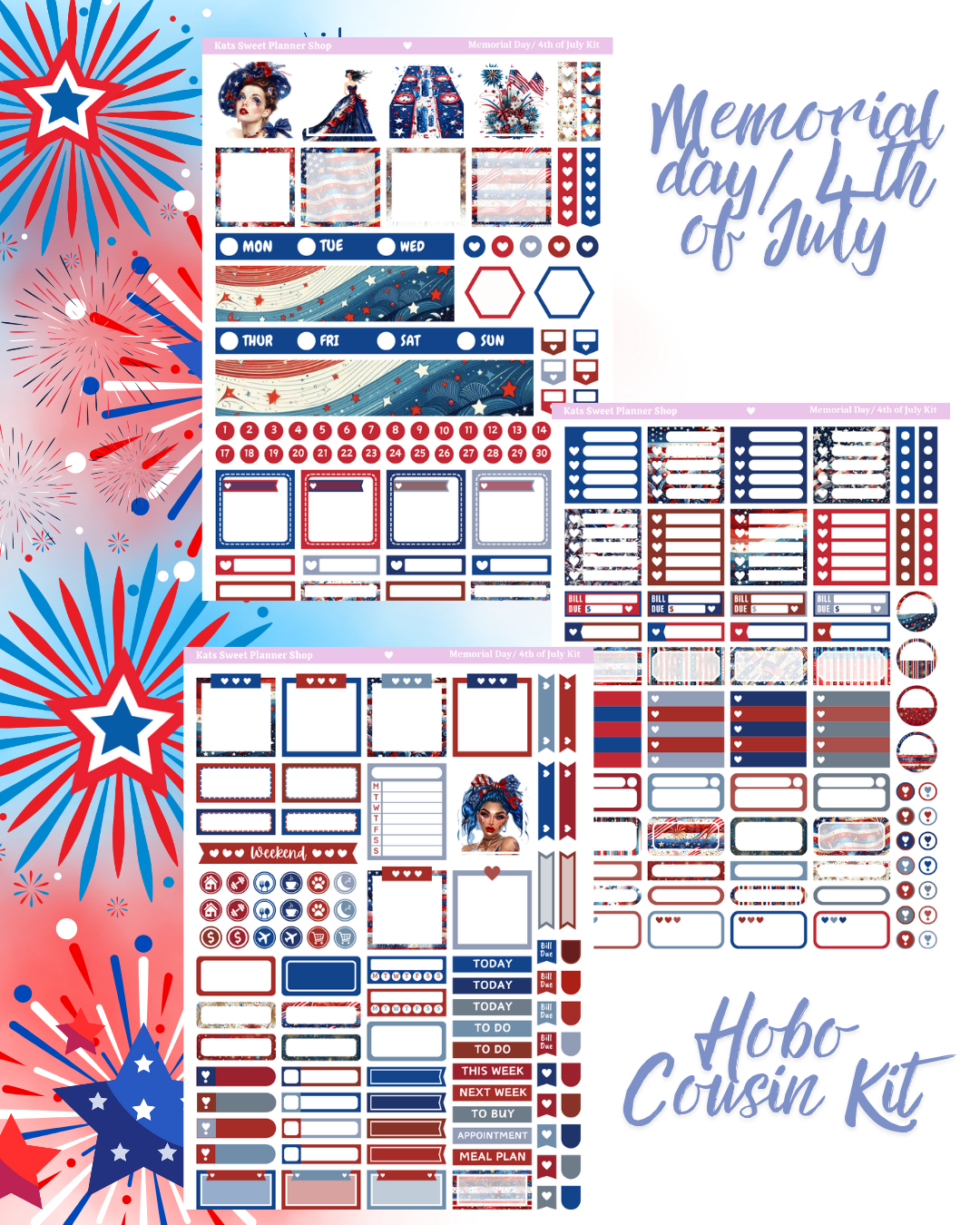 Memorial Day/4th of July Hobo Cousin Sticker Kit
