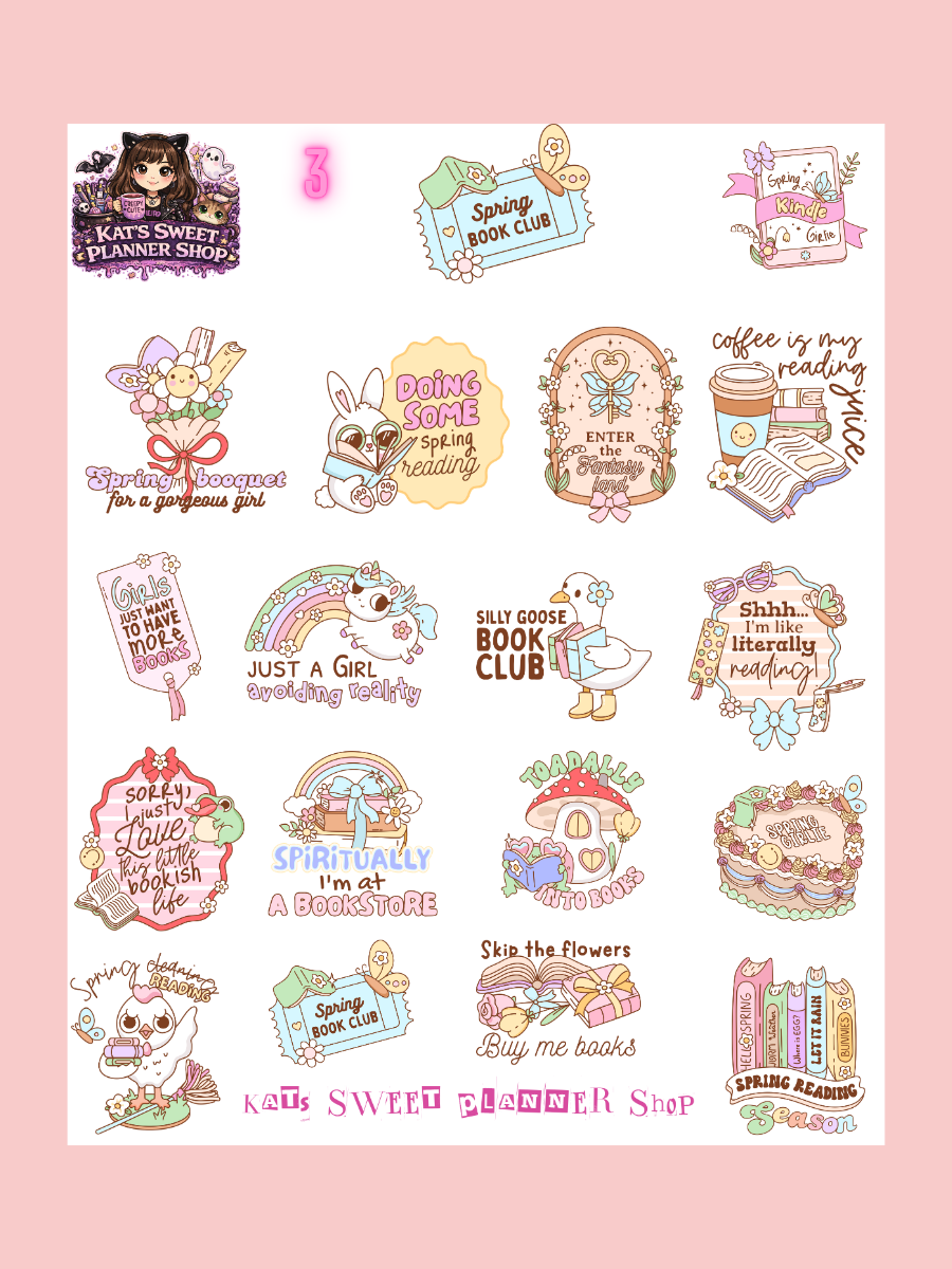 Spring Book Club Sticker Set