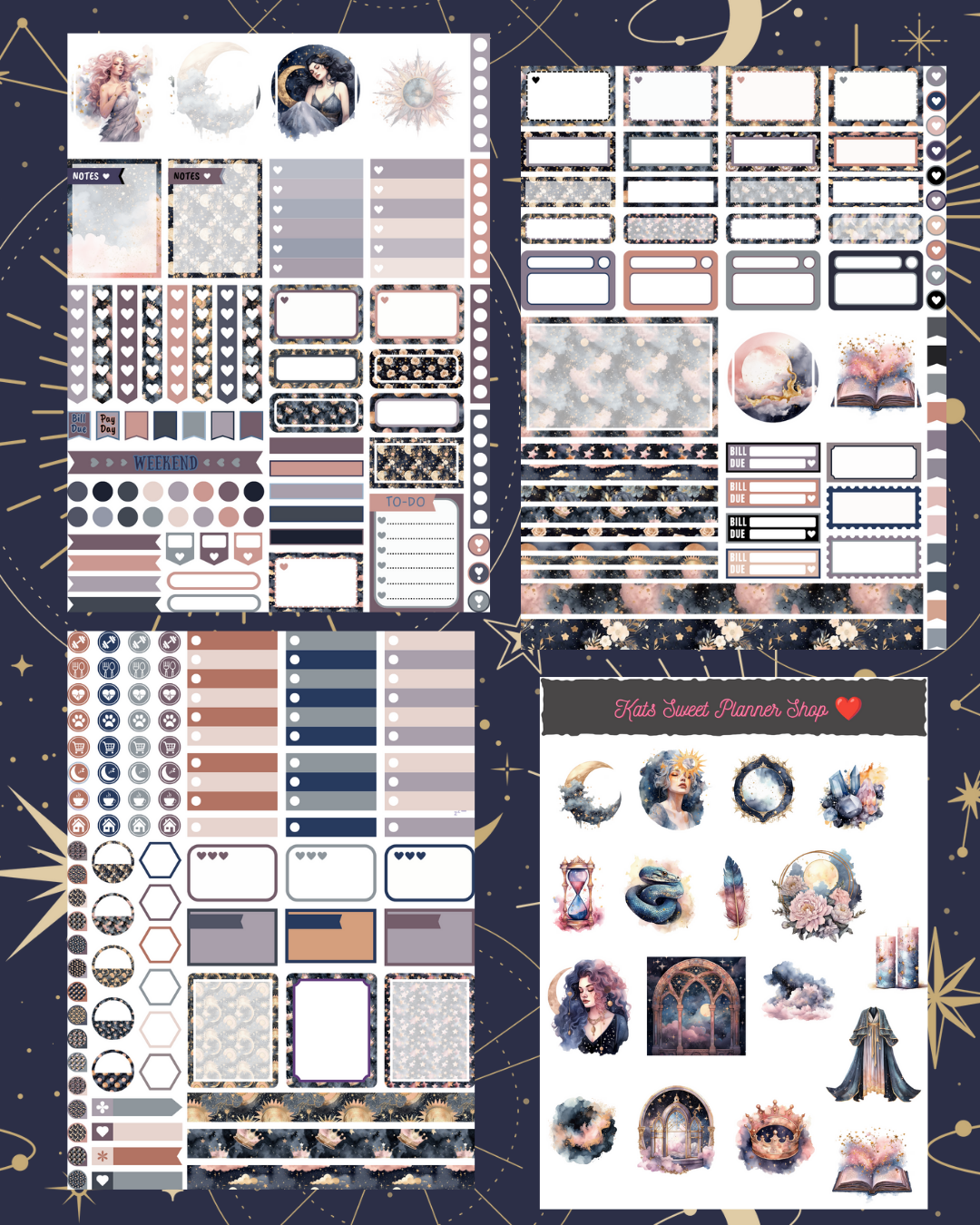 Celestial Stars Vertical Sticker Kit