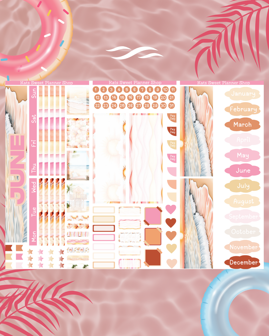 June Summer On The Beach Monthly Hobo Weeks Kit