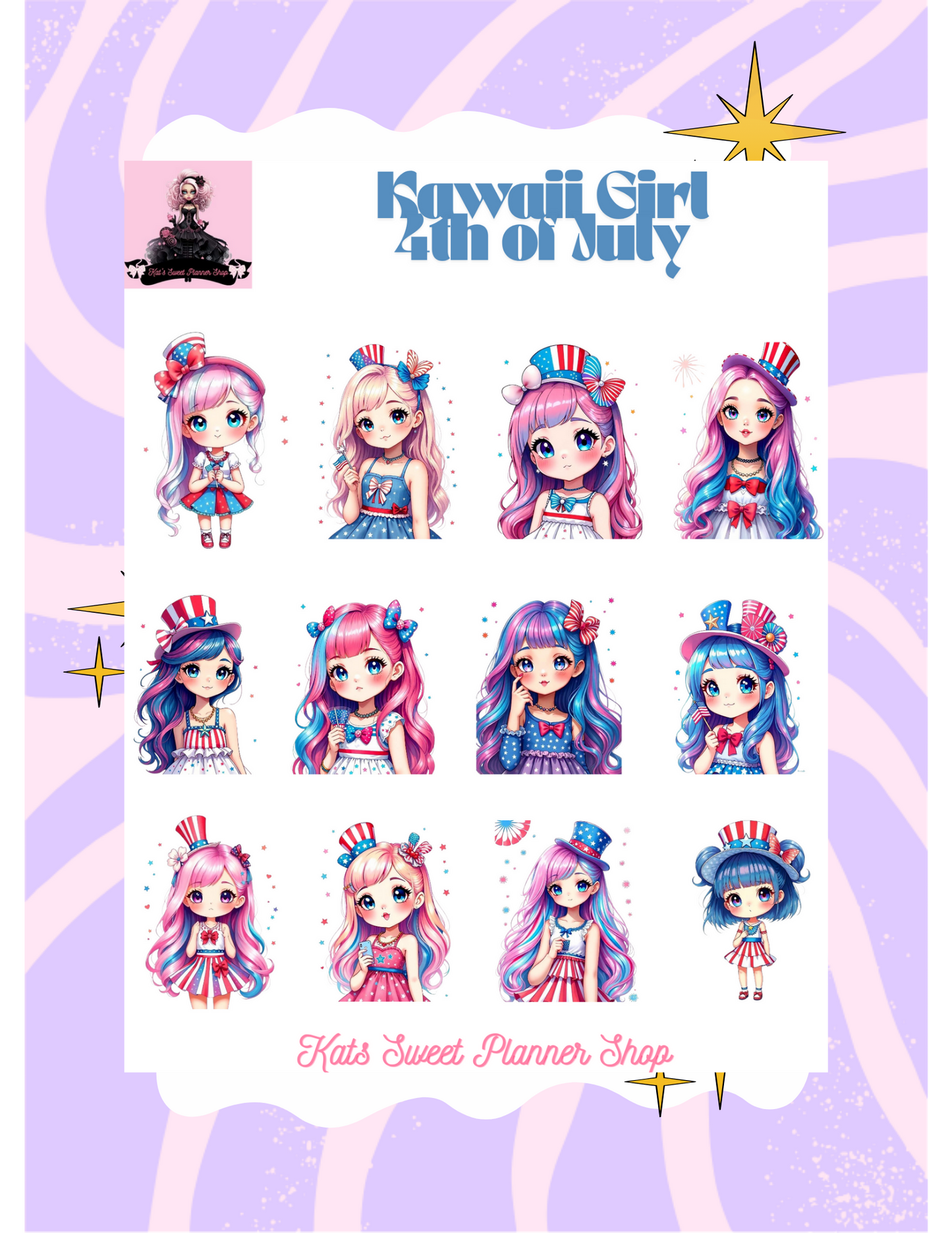 Kawaii Girl 4th of July