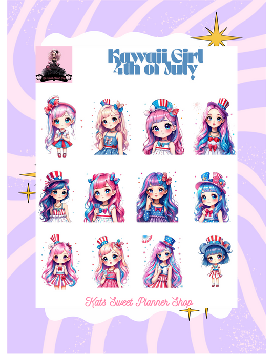 Kawaii Girl 4th of July