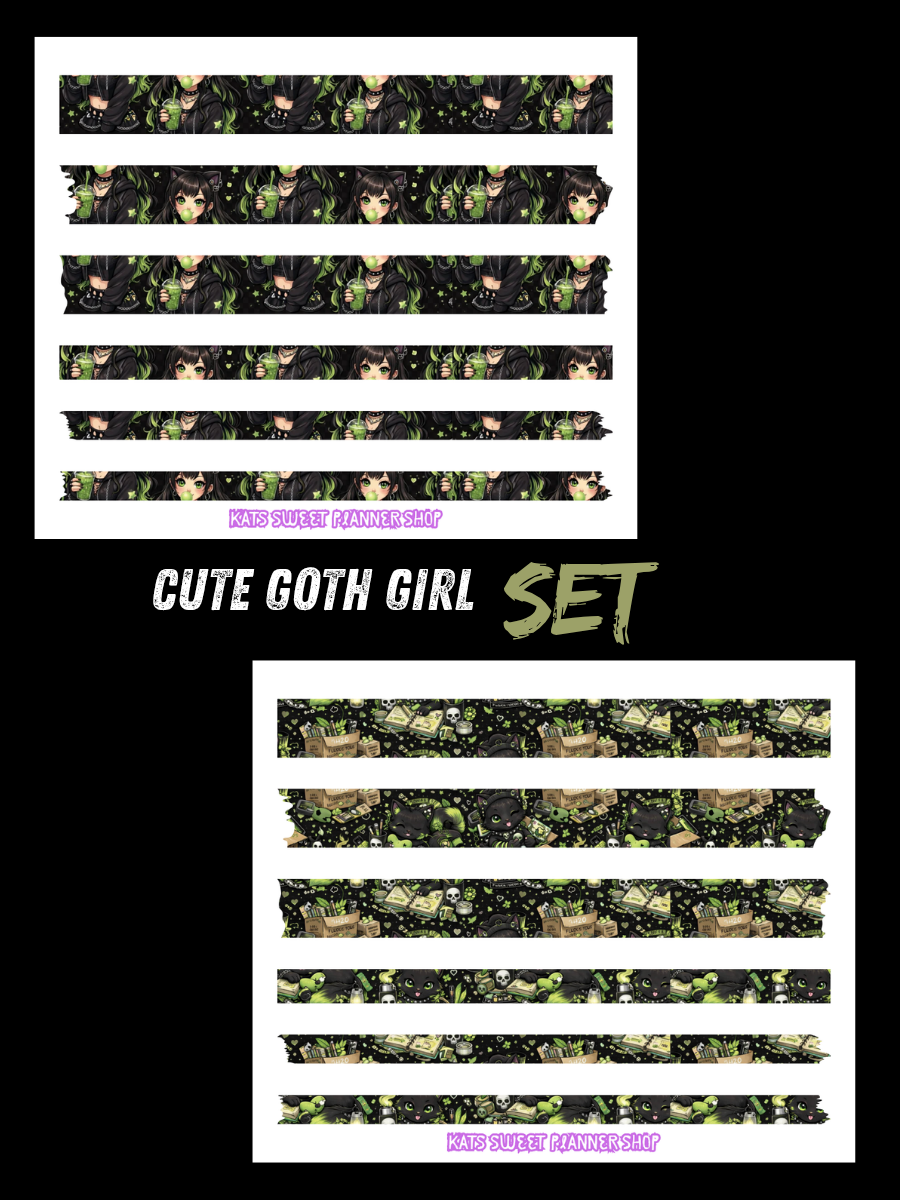 Cute Goth Girl Washi Set