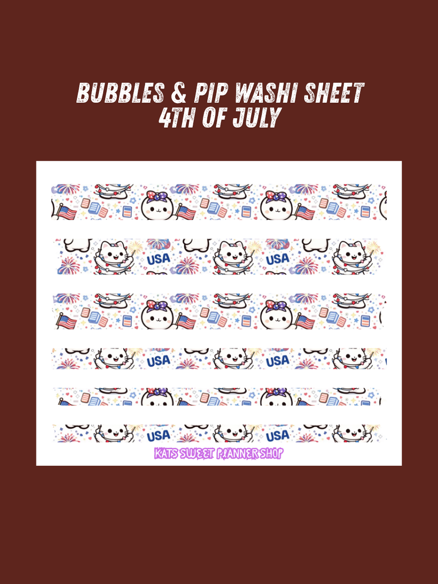 Bubbles & Pio- Patriotic Washi Set