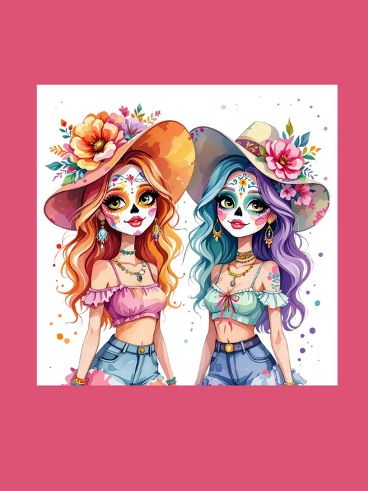 Sugar Skull Summer Girls Die Cut