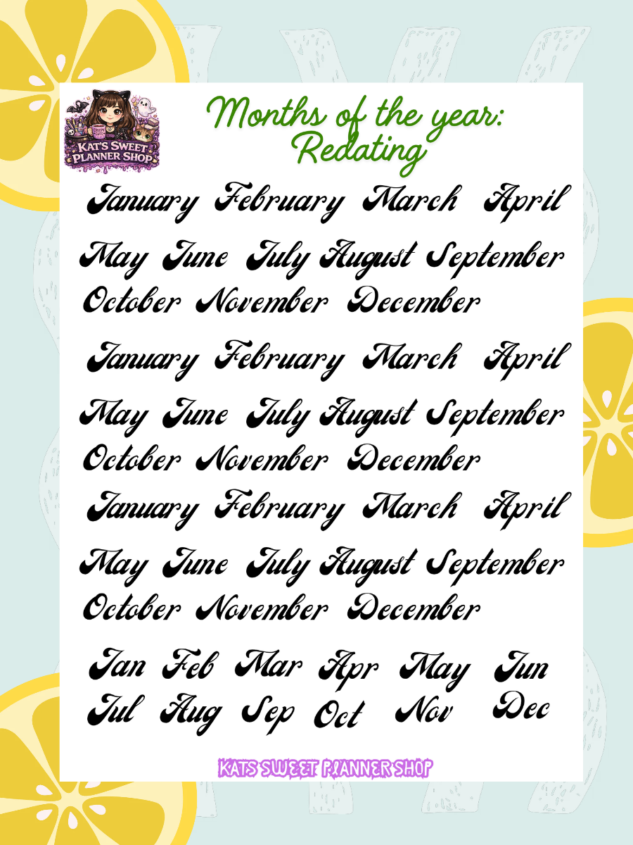 Months of the Year- Redating