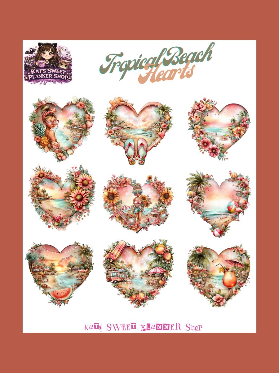 Tropical Beach Hearts
